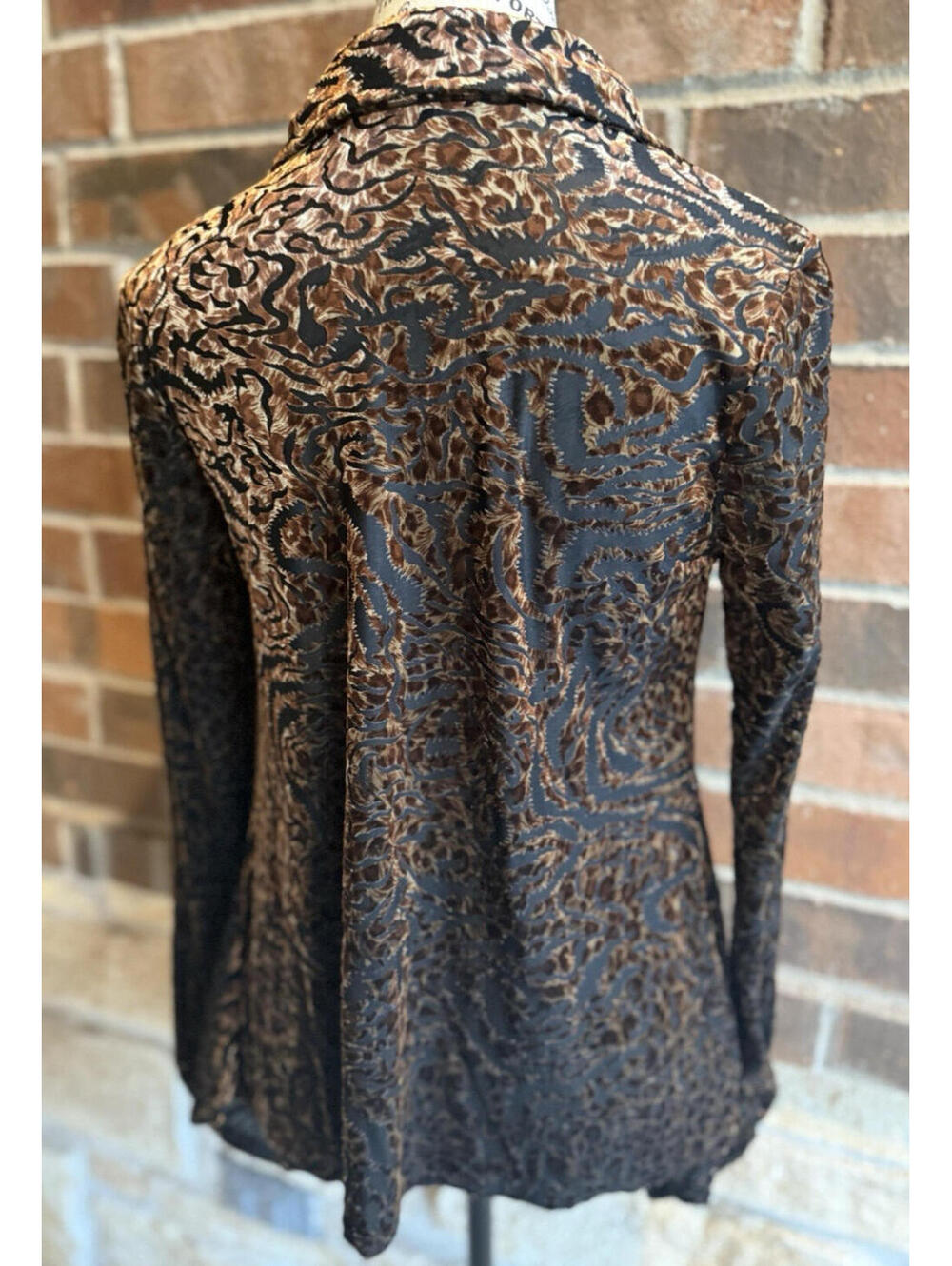 🐱✨ Sno Skins Small Burnout Velvet Blouse Cheetah Animal Print Brown Black - Picture 4 of 10